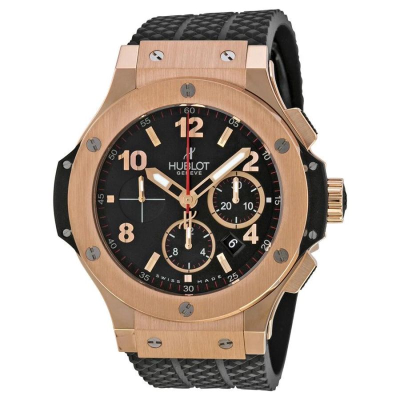 Hublot Big Bang Chronograph Cơ khí tự động 2005 Mặt số màu đen Vỏ vàng hồng Đồng hồ đeo tay nam 301.px.130.rx