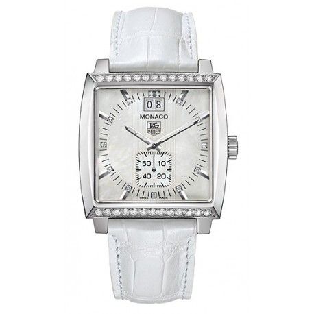 Tag Heuer 摩納哥大日曆石英 2011 白色錶盤鑽石錶圈女士腕錶 Waw1313.fc6247