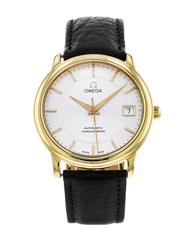 Omega De Ville Prestige Mechanical Automatic 2006 White Dial Gold Case Men Wristwatch 4600.31.02