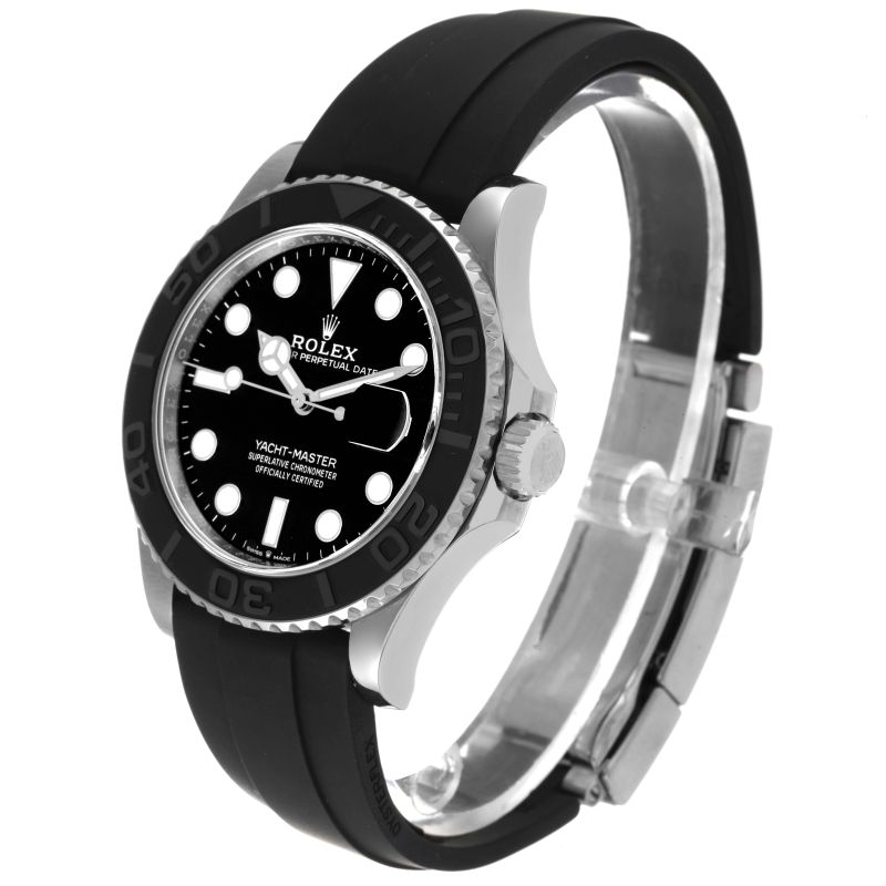 Rolex Yacht-Master Klasik Mekanikal Automatik Hitam Dail Emas Putih Sarung Getah Tali Jam Tangan Lelaki 226659