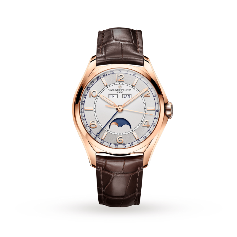 Vacheron Constantin Fiftysix Calendário Completo Moonphase Mecânico Automático Mostrador Prata Caso Ouro Rosa Relógio de Pulso Masculino 4000E/000R-B438