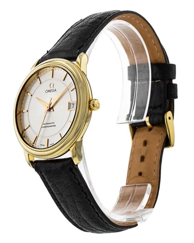 Omega De Ville Prestige Mechanical Automatic 2006 White Dial Gold Case Men Wristwatch 4600.31.02