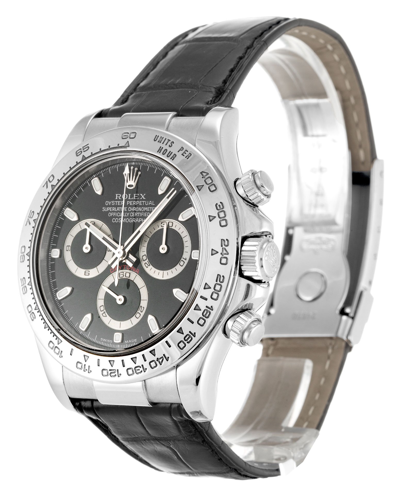 Rolex Daytona Fashion Mechanical Automatic Black Dial White Gold Men Wristwatch 116519-40 MM