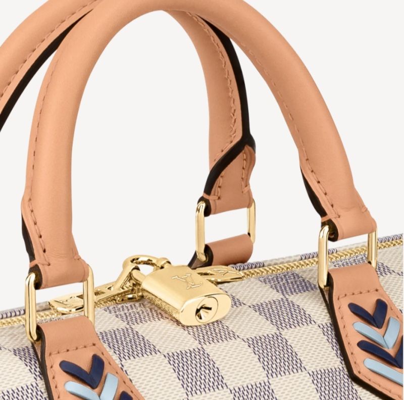 Louis Vuitton Damier Azur Speedy 30 Bandouliee Beige Cavans With Braided Strap Women Boston Handbag N50054