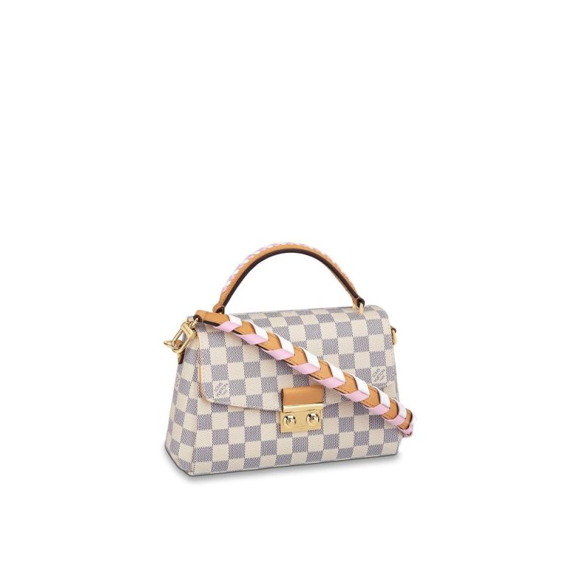 Louis Vuitton Damier Azur Croisette Beige Cavans With Braided Strap Women Messenger Satchel Bag N50053