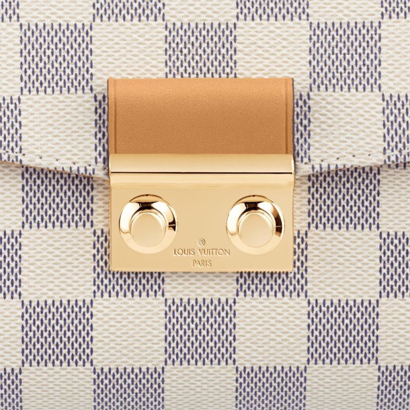 Louis Vuitton Damier Azur Croisette Beige Cavans With Braided Strap Women Messenger Satchel Bag N50053