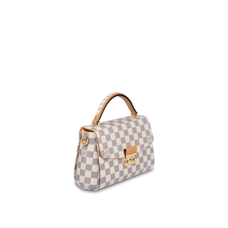 Louis Vuitton Damier Azur Croisette Beige Cavans With Braided Strap Women Messenger Satchel Bag N50053