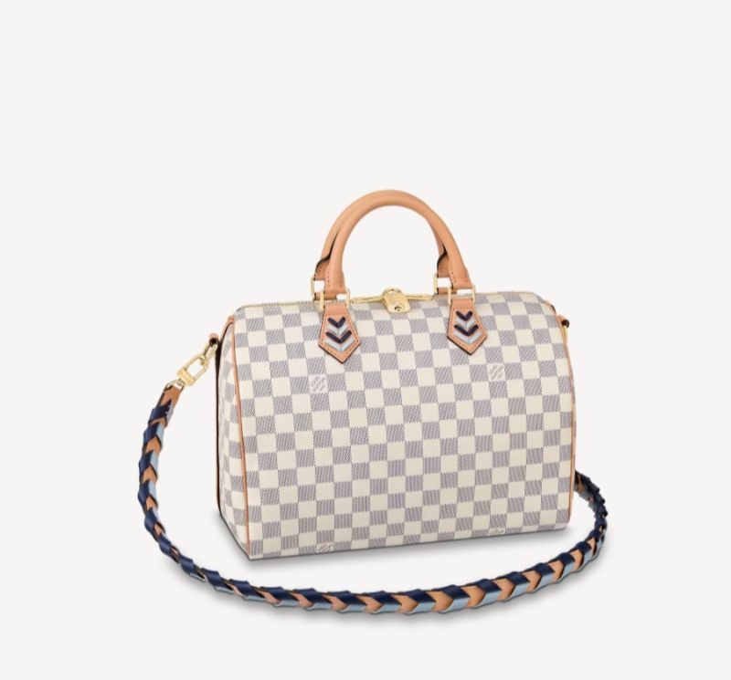 Louis Vuitton Damier Azur Speedy 30 Bandouliee Beige Cavans With Braided Strap Women Boston Handbag N50054