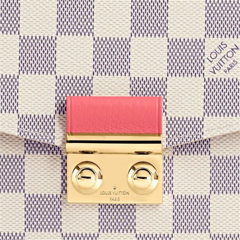 Louis Vuitton Damier Azur Croisette Beige Canvas Women Chain Satchel Wallet N60358