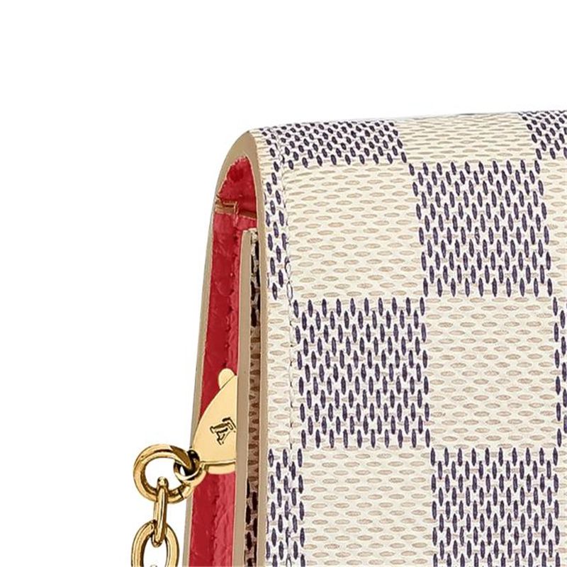 Louis Vuitton Damier Azur Croisette Beige Canvas Women Chain Satchel Wallet N60358