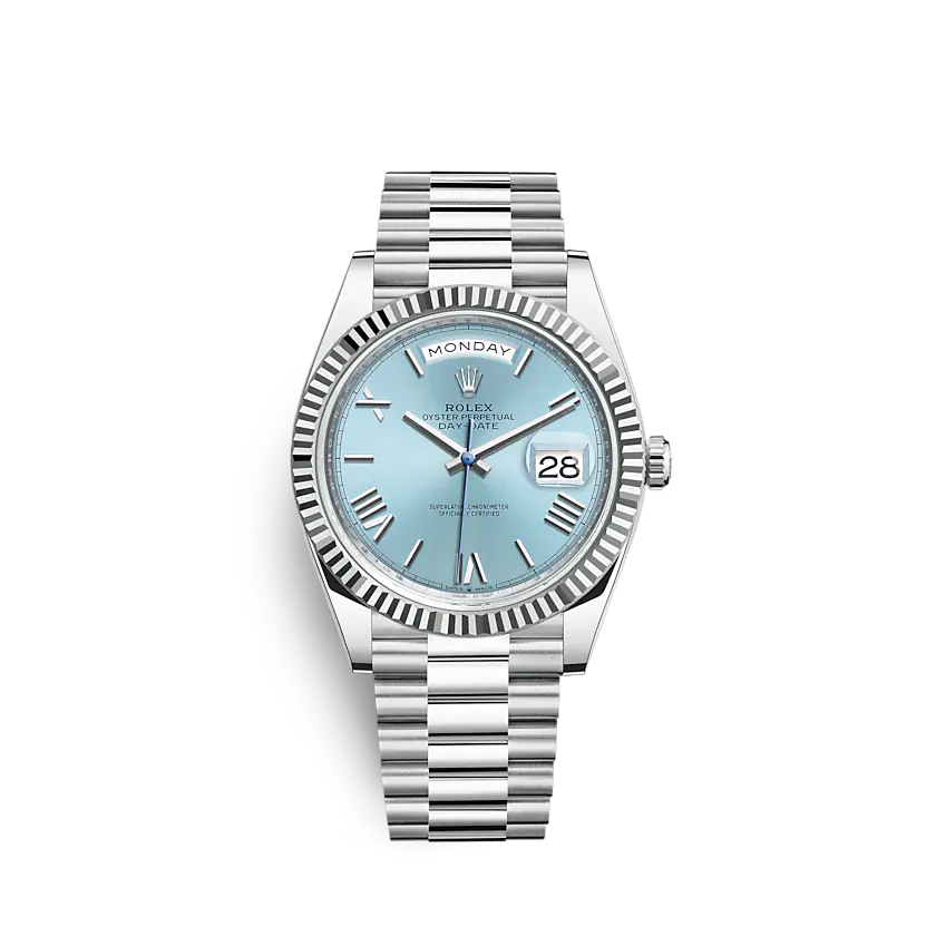 Rolex DayDate Classic Mechanical Automatic 2022  Ice Blue Dial Platinum Men Wristwatch 228236