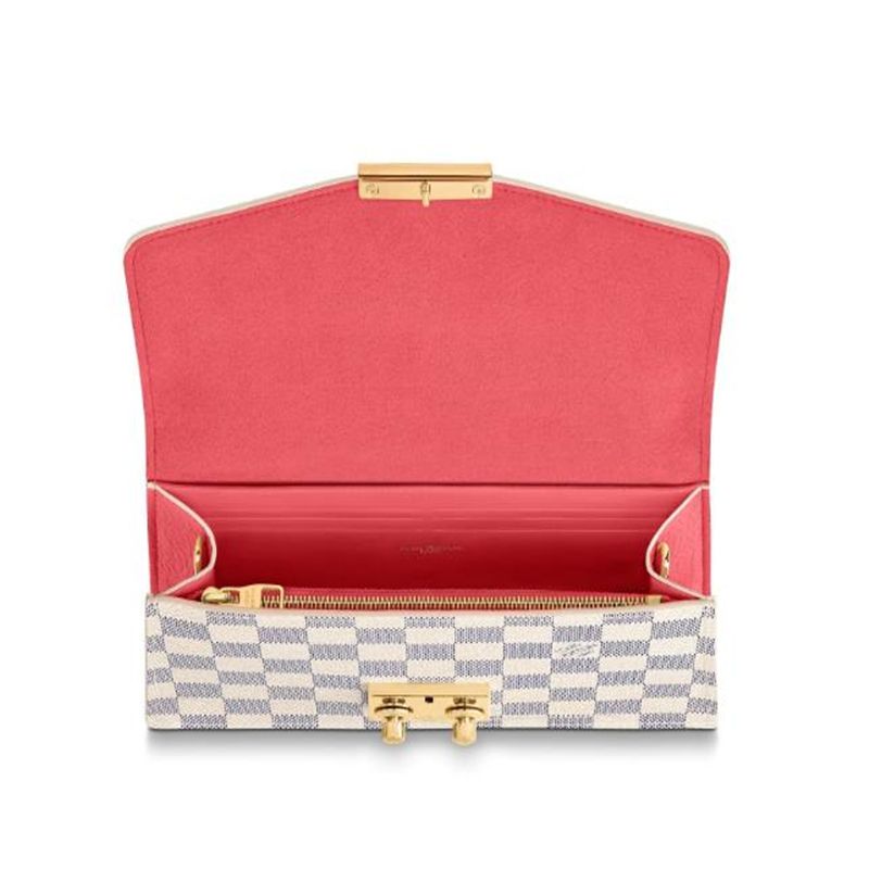 Louis Vuitton Damier Azur Croisette Beige Canvas Women Chain Satchel Wallet N60358