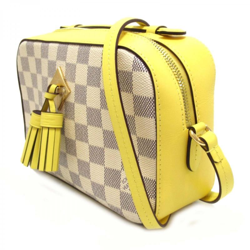 Louis Vuitton Damier Azur Saintonge Limited Edition Yellow Cavans Women Messenger Shoudler Bag N40154