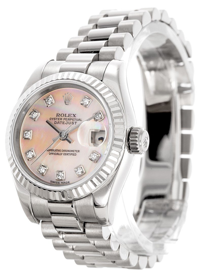 Rolex Datejust Clean Mecânico Automático Madrepérola Mostrador Relógio de Pulso Feminino de Aço Inoxidável 179179