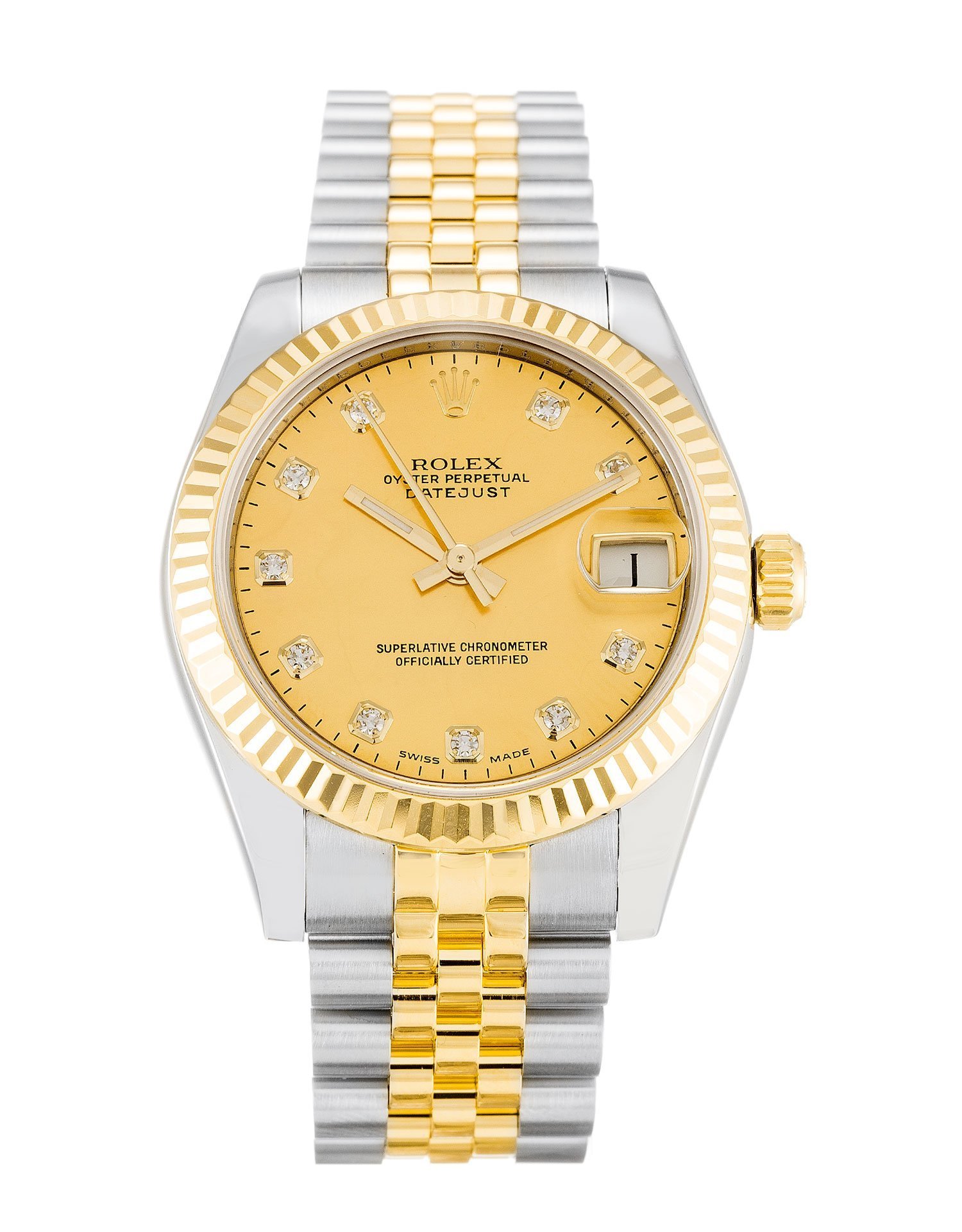 Rolex Datejust Classic Mechanical Automatic 2019 Champagne Dial Steel Yellow Gold Women Wristwatch 178273
