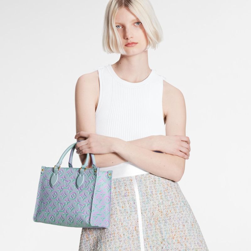 Louis Vuitton Empreinte Couro Onthego PM Novo 2022 Bolsa Feminina de Couro Azul M46067
