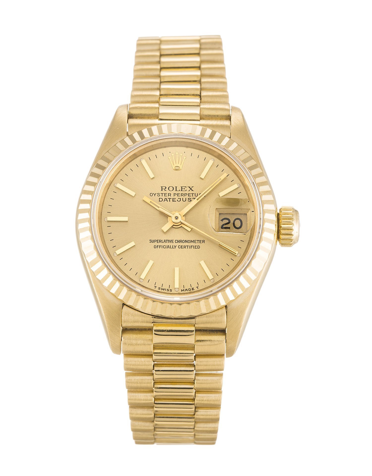 Rolex Datejust Classic Mechanical Automatic 1984 Champagne Dial Yellow Gold Women Wristwatch 69178