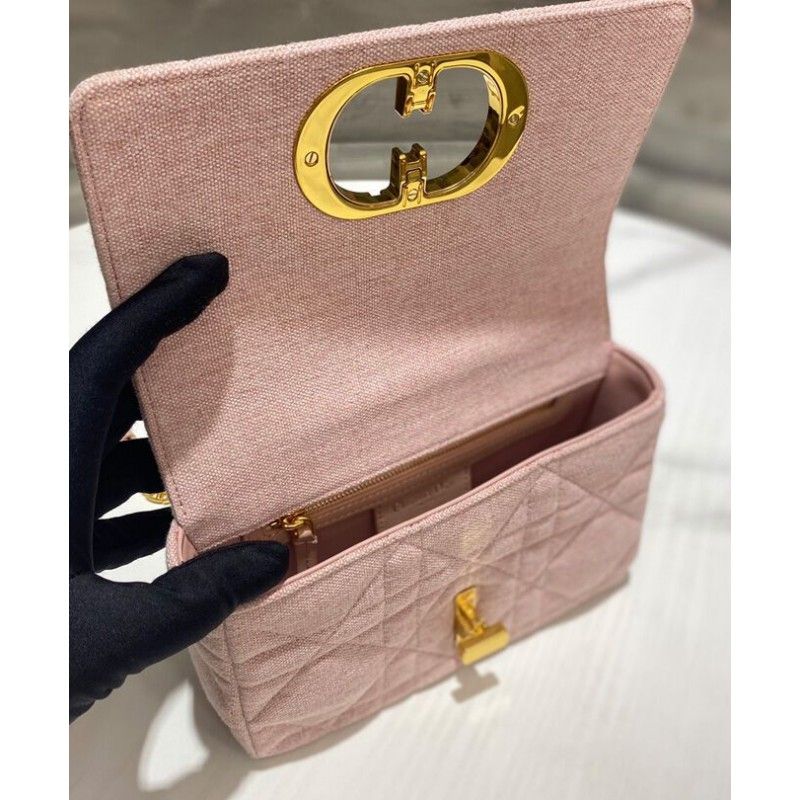 Christian Dior Caro Classic Small Pink Canvas Women Crossbody Bag