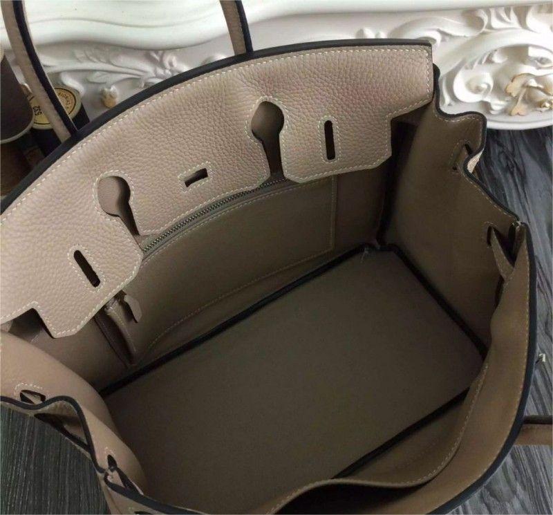 Hermes Birkin 30CM Classic Grey Clemence Leather Women Tote Handbag