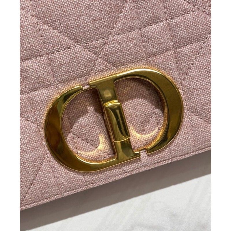 Christian Dior Caro Classic Small Pink Canvas Women Crossbody Bag