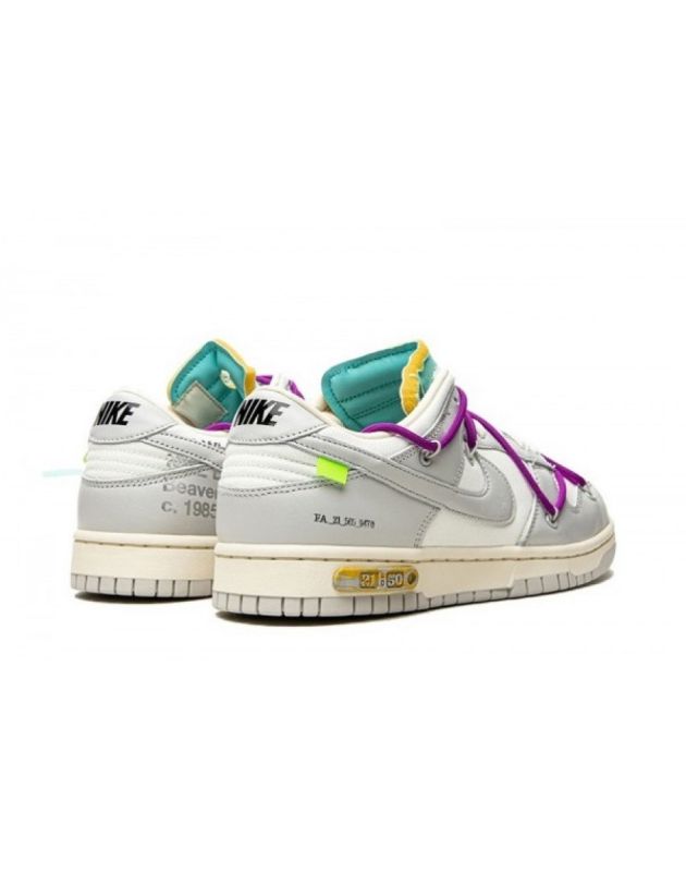 Nike SB Dunk Low X Off-White 2021 Lot 21 Canvas Rubber Sole Casual Sneakers DM1602-100