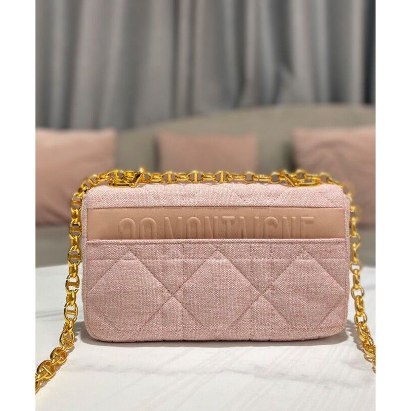 Christian Dior Caro Classic Small Pink Canvas Women Crossbody Bag