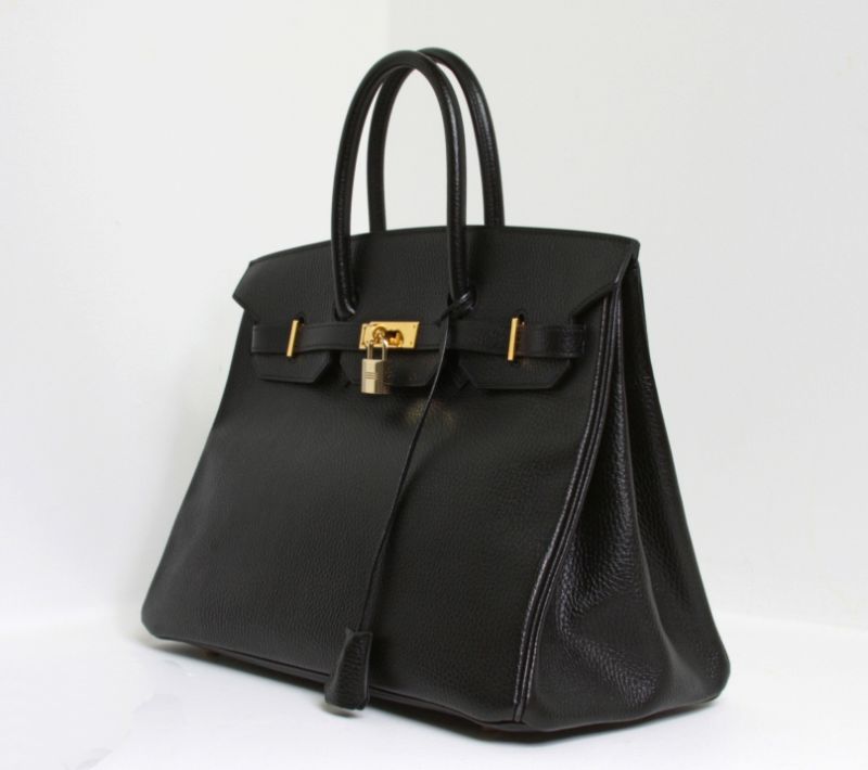 Hermes Birkin 30 CM Clássico Preto Clemence Couro Bolsa Feminina Bolsa