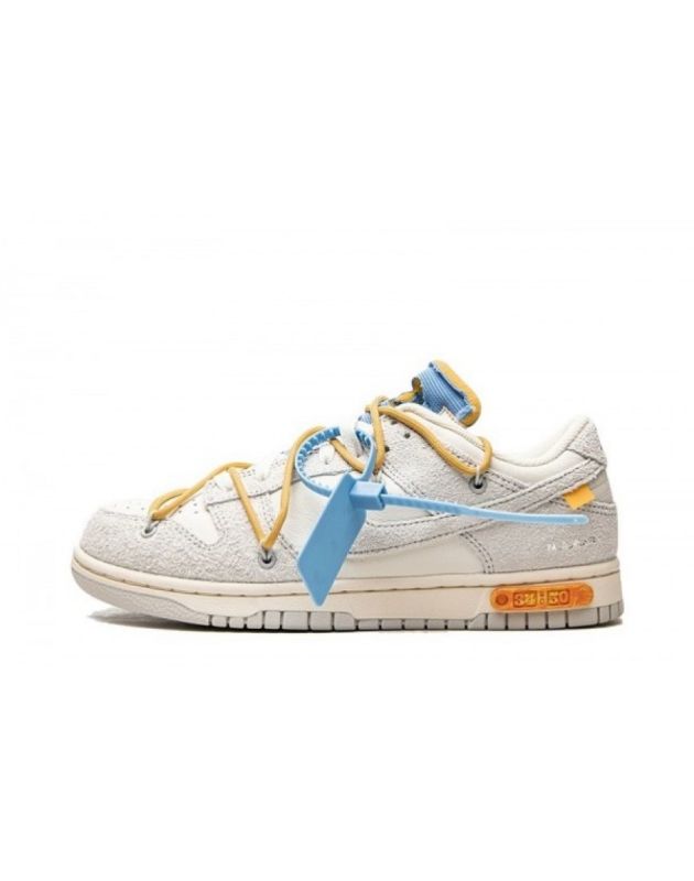 Nike X Off-White SB Dunk Low 2021 Lot 34 Canvas Rubber Sole Casual Sneakers DJ0950-102