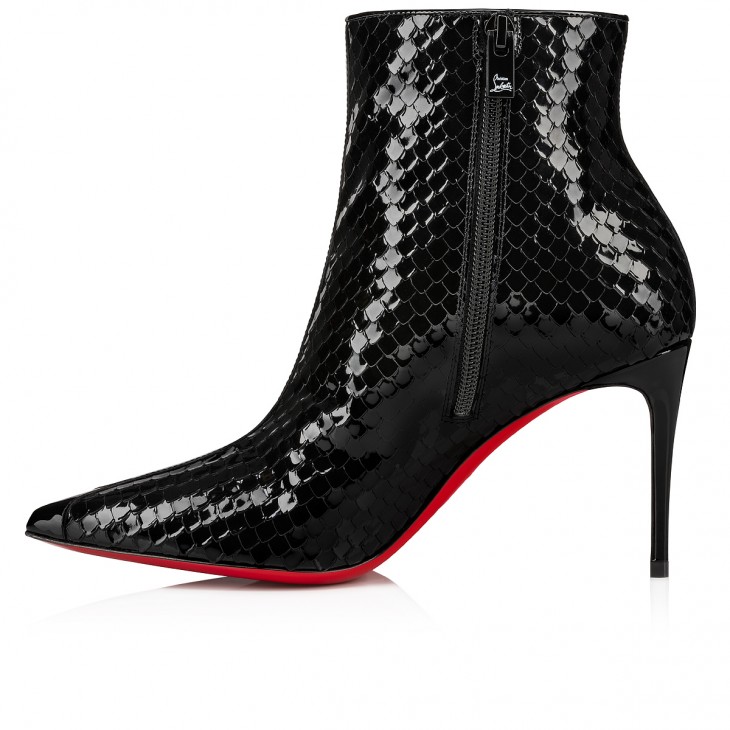 Christian Louboutin So Kate Classic 85 Mm Black Patent Calf Leather Pointed Toe Boot 1240024BK01