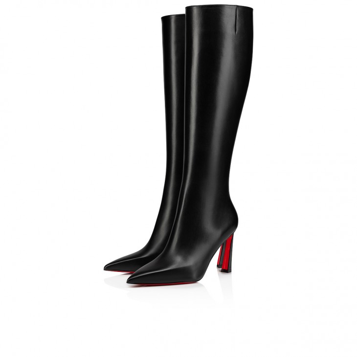 Bota Christian Louboutin Condora Botta Classic 85 mm de couro de bezerro preto com bico fino 1230624BK01