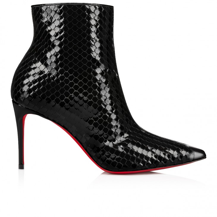 Christian Louboutin So Kate Classic 85 Mm Black Patent Calf Leather Pointed Toe Boot 1240024BK01
