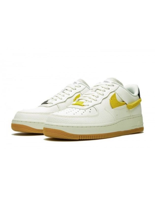 Nike Air Force 1 Low 2019 Sail Chrome Amarelo Couro Sola de Borracha Tênis Casual BV0740-101
