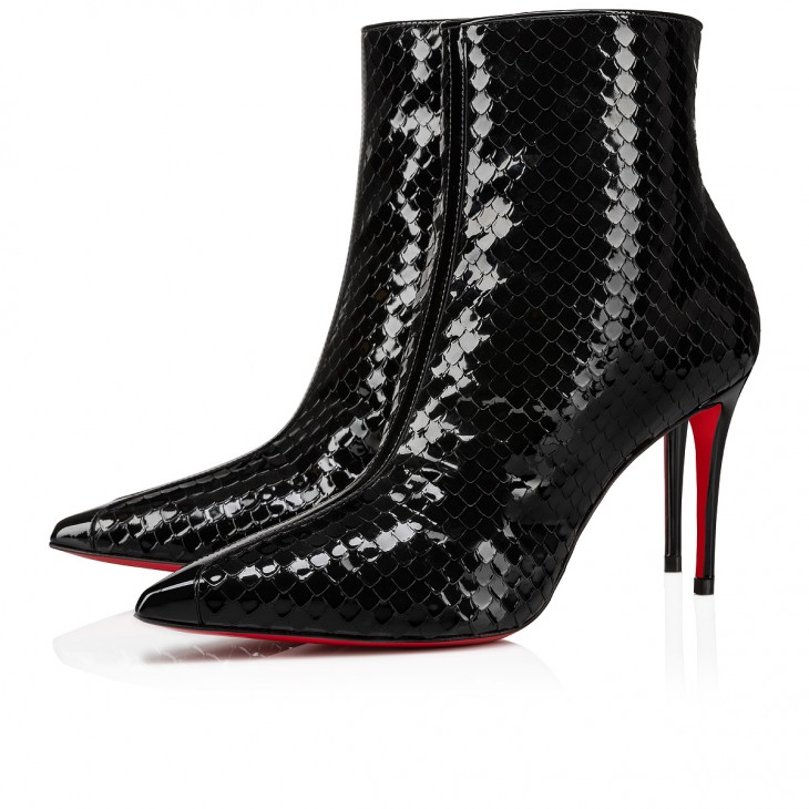 Christian Louboutin So Kate Classic 85 Mm Black Patent Calf Leather Pointed Toe Boot 1240024BK01