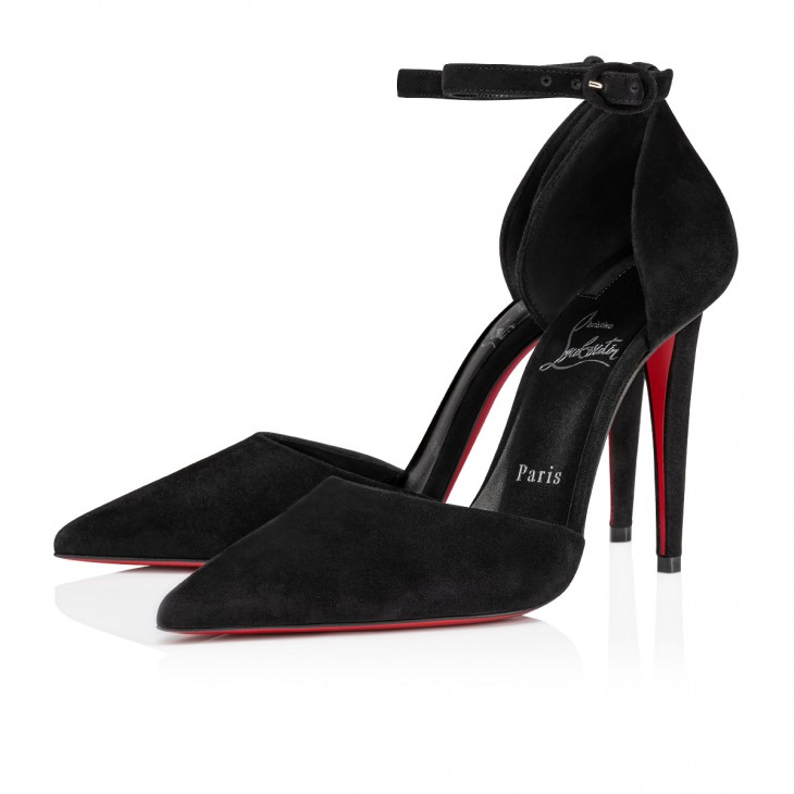 Christian Louboutin Astrida Bride Classic 100 Mm Black Suede Pump Heels 3230712B439
