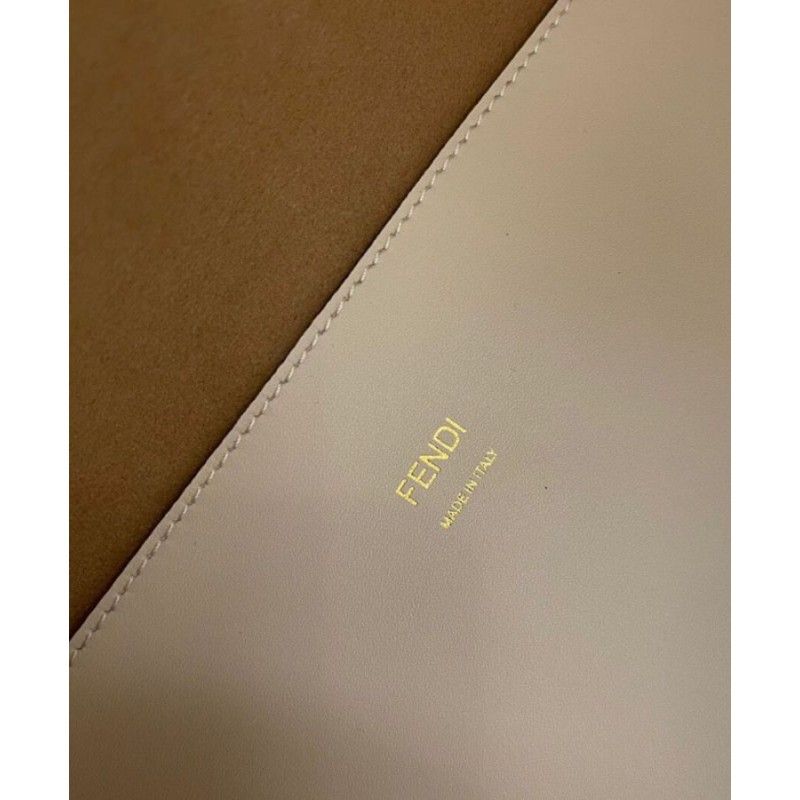 Fendi Sunshine Medium Cream Cowhide Women Tote Handbag 8bh386