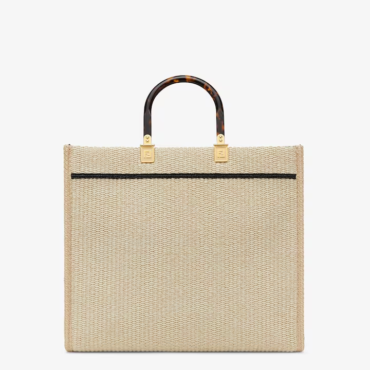 Fendi Sunshine Medium Apricot Dệt Rơm Túi xách nữ Tote 8bh386