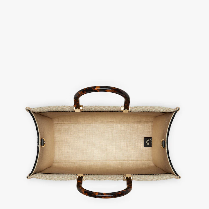 Fendi Sunshine Medium Apricot Dệt Rơm Túi xách nữ Tote 8bh386
