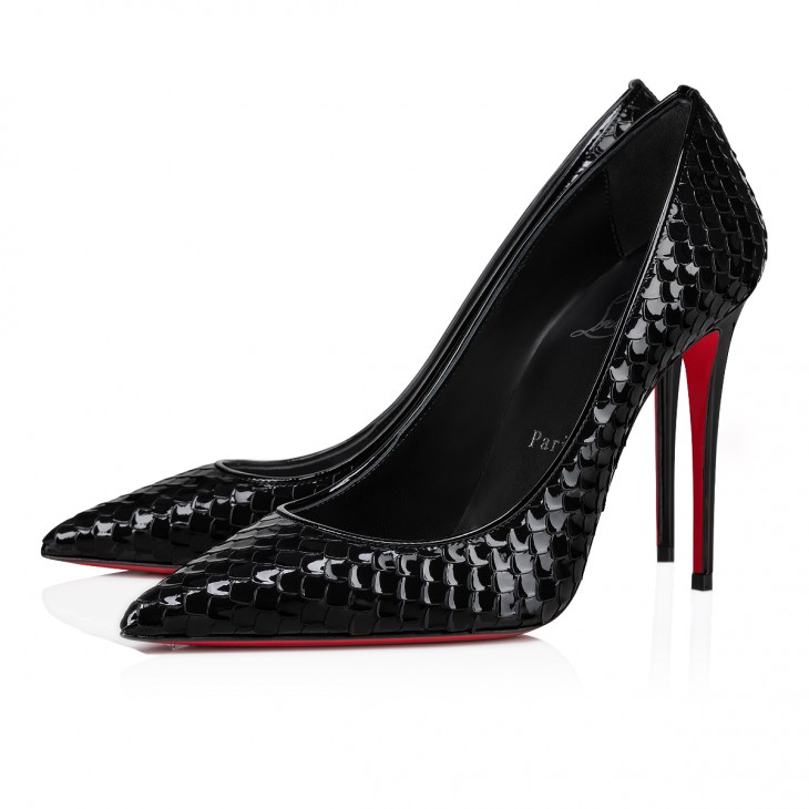 Giày cao gót Christian Louboutin Kate Embossed 100 Mm Màu Đen Sáng Chế Da Bê Cao Gót 1240049B439