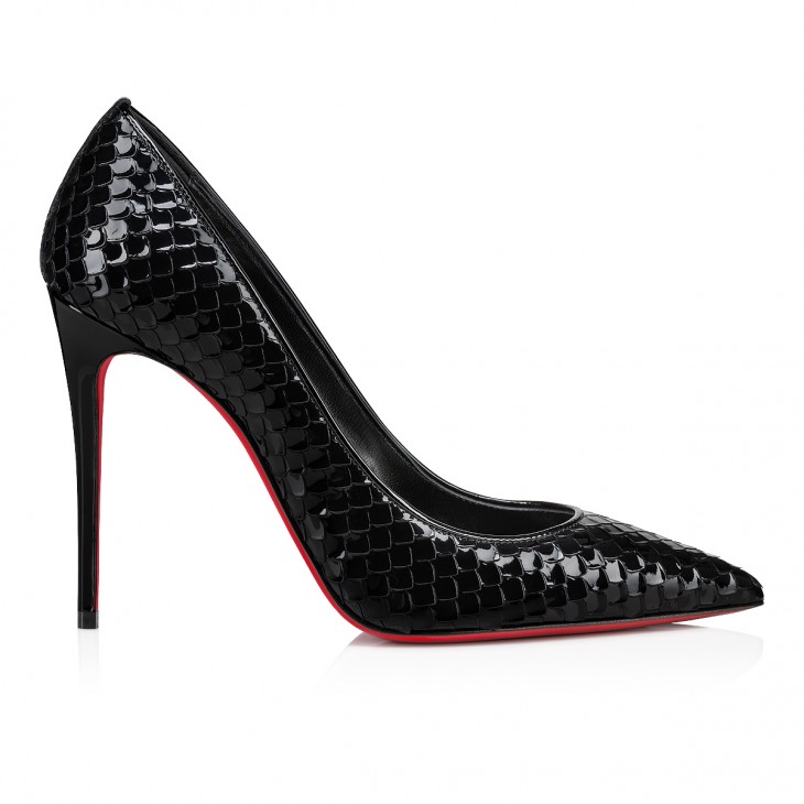 Christian Louboutin Kate Embossed 100 Mm Black Patent Calf Leather Pump Heels 1240049B439