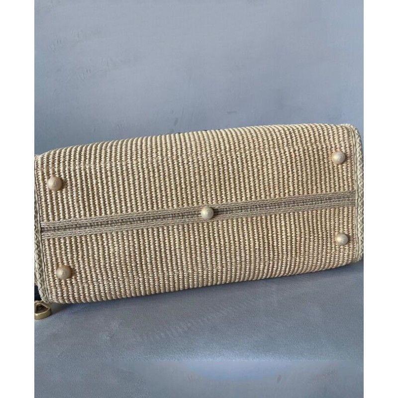 Fendi Sunshine Medium Apricot Dệt Rơm Túi xách nữ Tote 8bh386