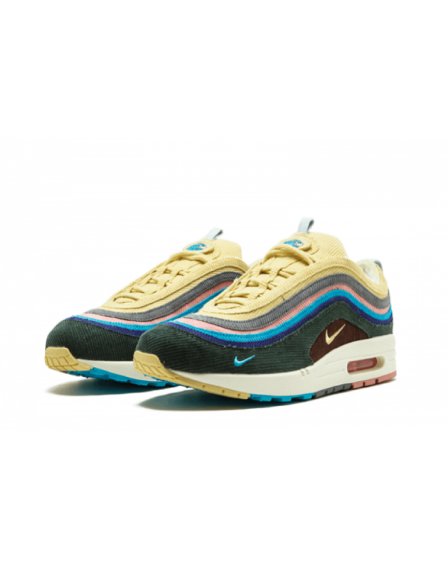 Nike Air Max 1/97 X Sean Wotherspoon 2018 Light Blue Fury Leather Rubber Sole Running Sneakers AJ4219-400