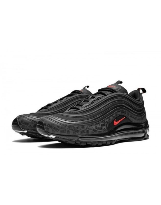 Nike Air Max 97 2018 All-Over Print Black Red Leather Rubber Sole Running Sneakers AR4259-001