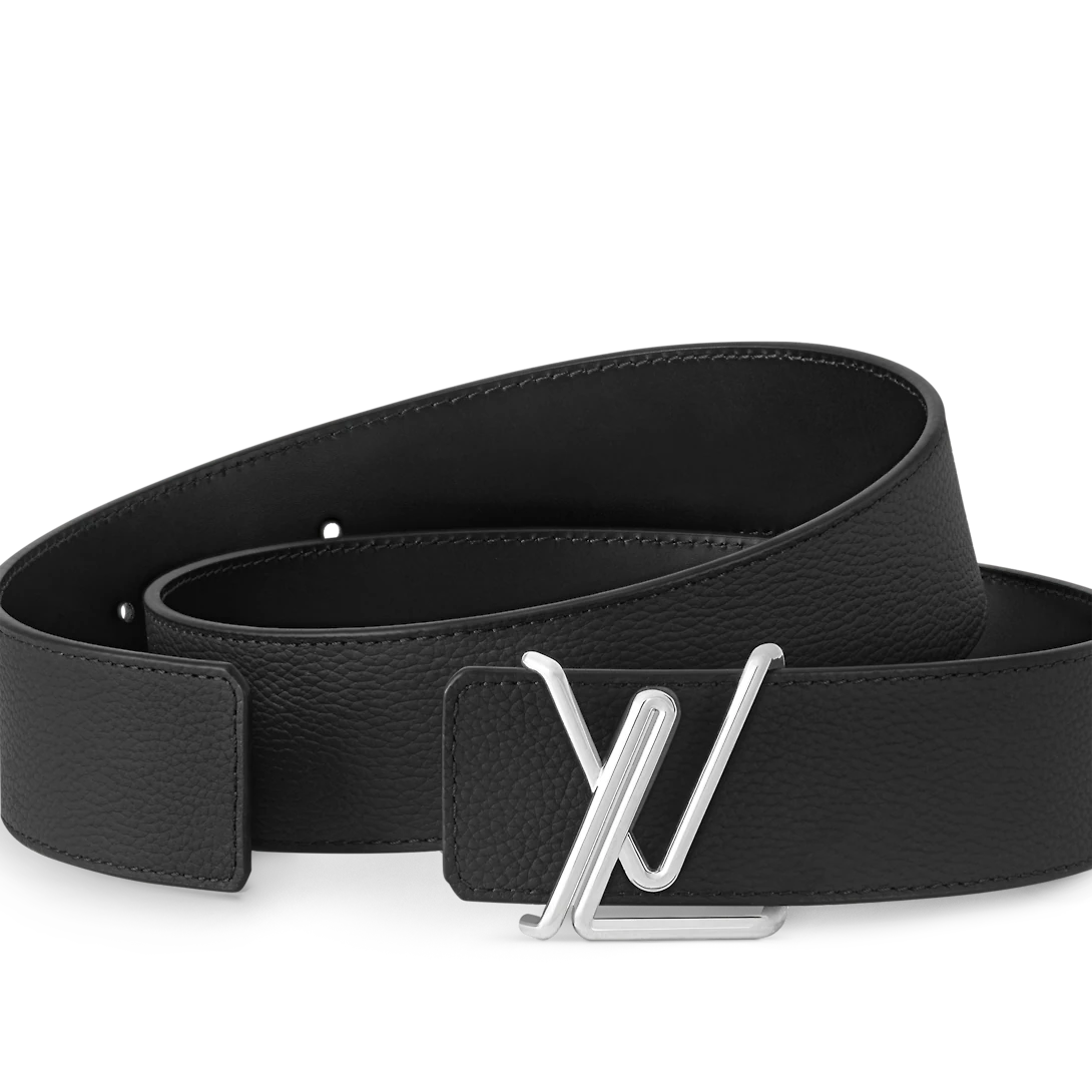 Louis Vuitton Tubular Classic 40 Mm Black Leather Pin Buckle Dress Belt M8498T