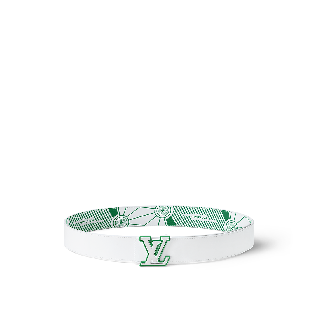 Louis Vuitton Lv Imprint Reversível Clássico 40 Mm Fivela de Alfinete de Couro Verde Masculino Cinto Casual M8392T