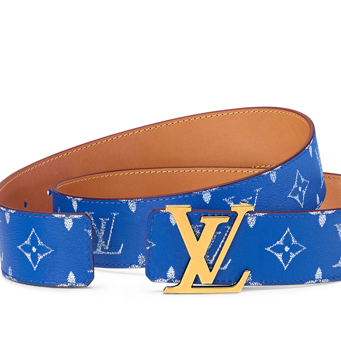 Louis Vuitton Lv Initiales Reversível Novo 40 Mm Couro Azul Pin Fivela Cinto Masculino M8460U