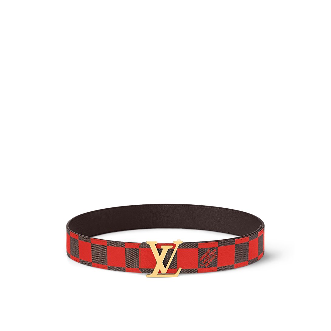 Louis Vuitton Lv Initiales Reversible New 40 Mm Red Canvas Pin Buckle Dress Belt M8537U