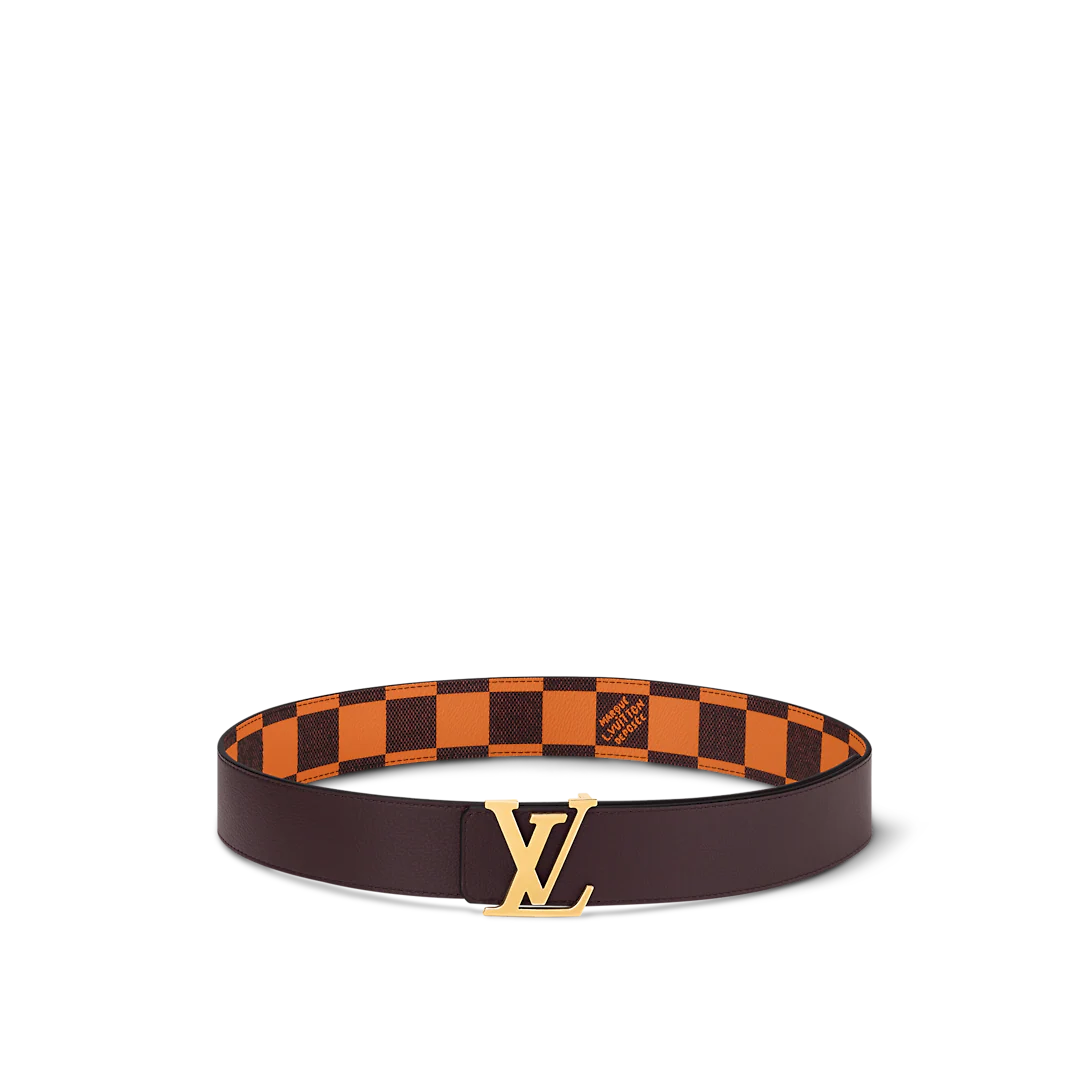 Louis Vuitton Lv Initiales Reversível Novo 40 Mm Laranja Lona Pin Fivela Cinto Masculino M8461U