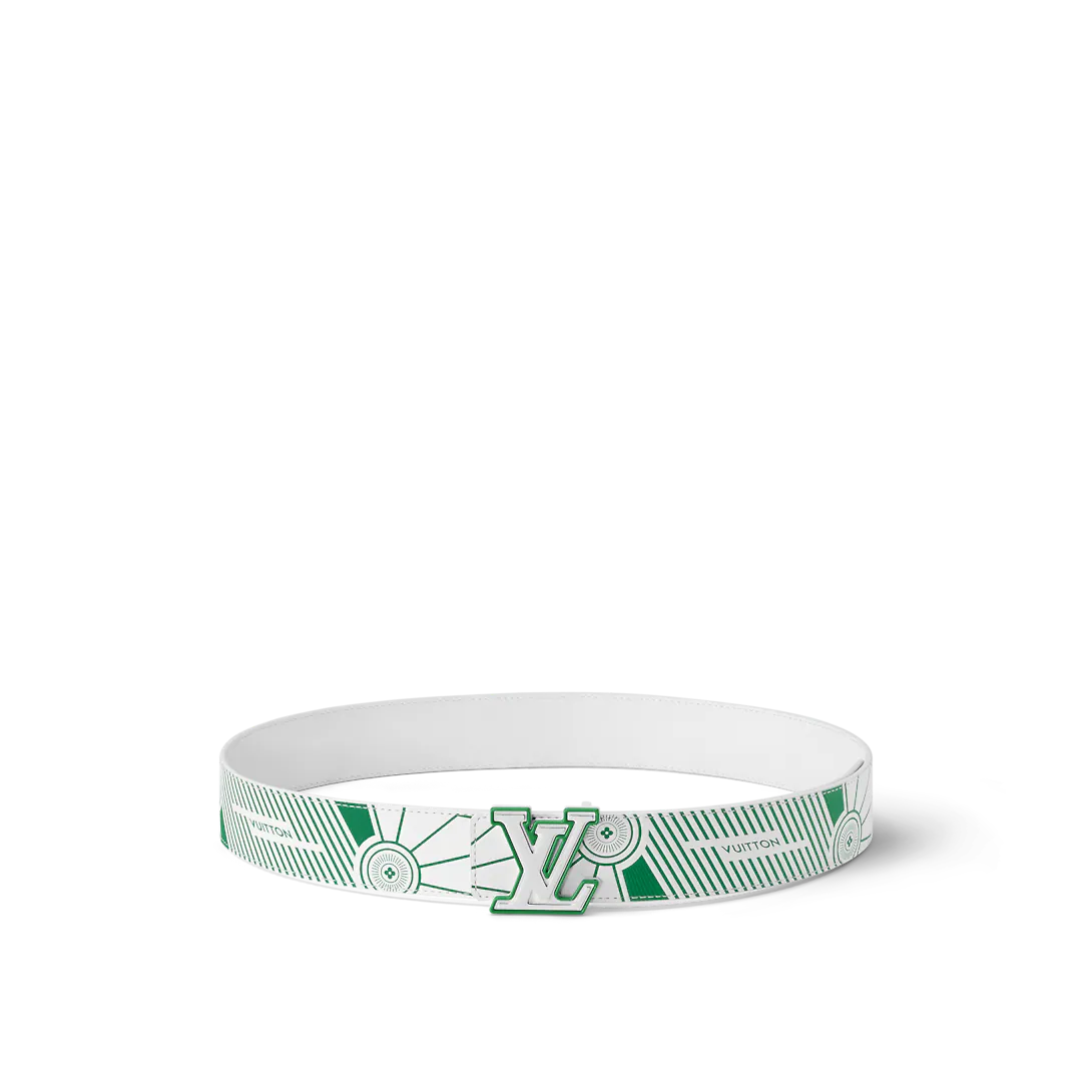 Louis Vuitton Lv Imprint Reversível Clássico 40 Mm Fivela de Alfinete de Couro Verde Masculino Cinto Casual M8392T