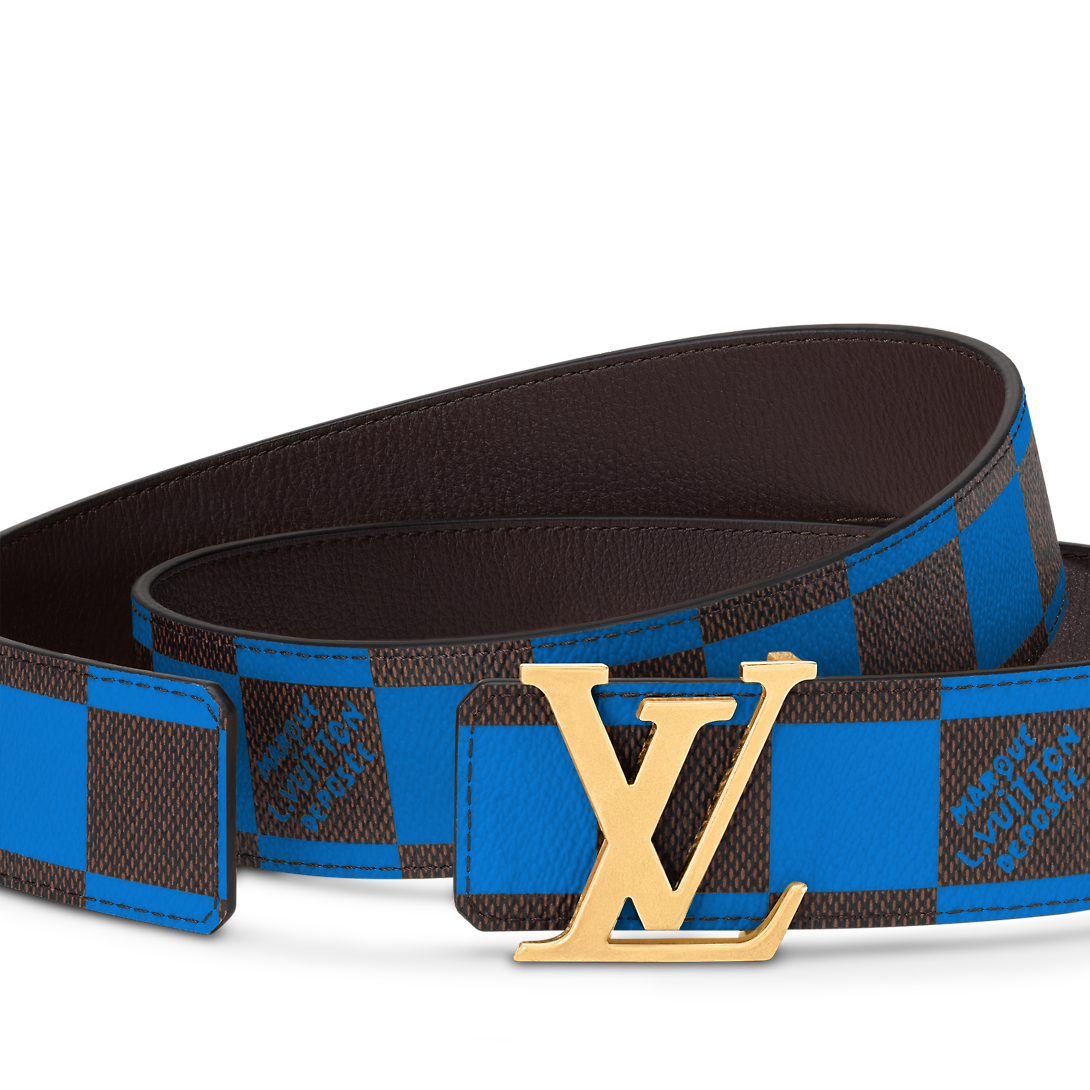 Louis Vuitton Lv Initiales reversibile nuova cintura da uomo con fibbia ad ardiglione in tela blu da 40 mm M8474U