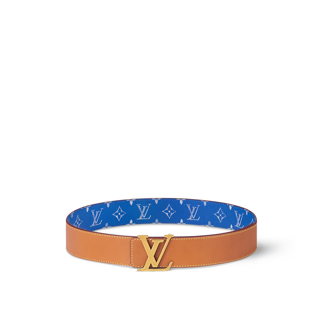 Louis Vuitton Lv Initiales Reversível Novo 40 Mm Couro Azul Pin Fivela Cinto Masculino M8460U